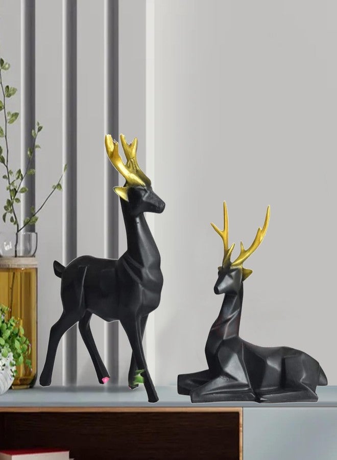 AABCO Polyresin Statue Deer Set, Black, for Home & Office Decor, Gifting Showpiece - Image 1